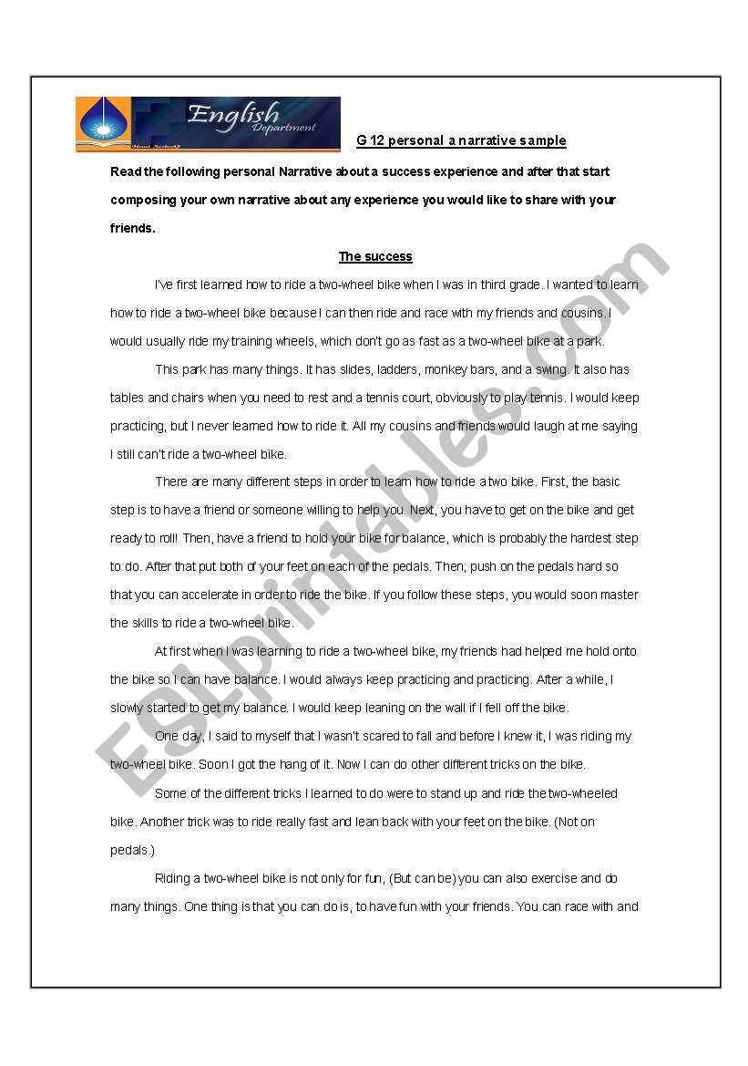 narrative worksheet