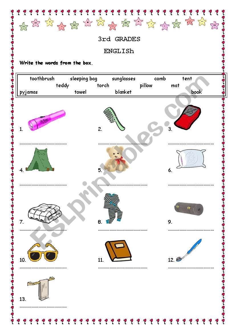 camping worksheet