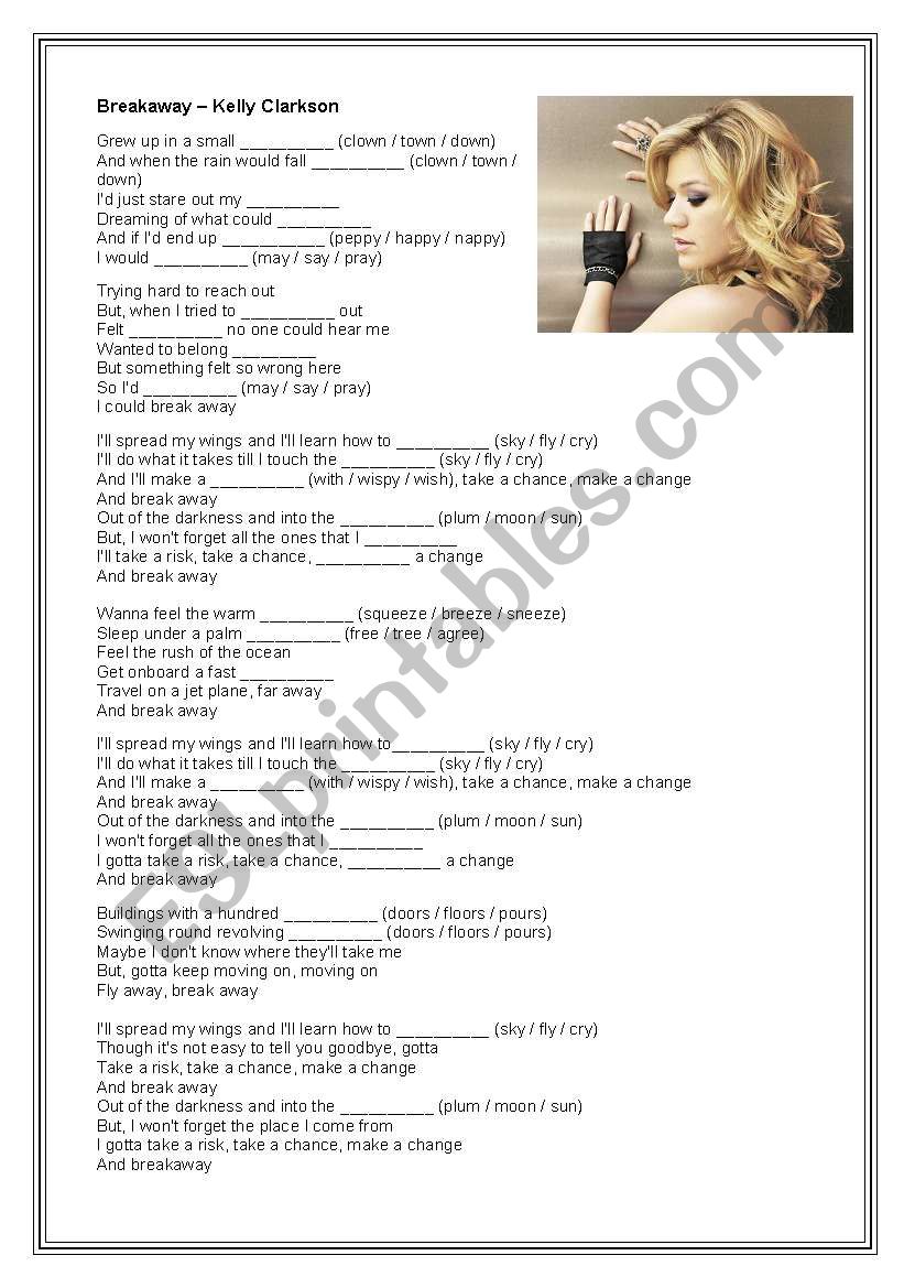 Breakaway - Kelly Clarkson worksheet