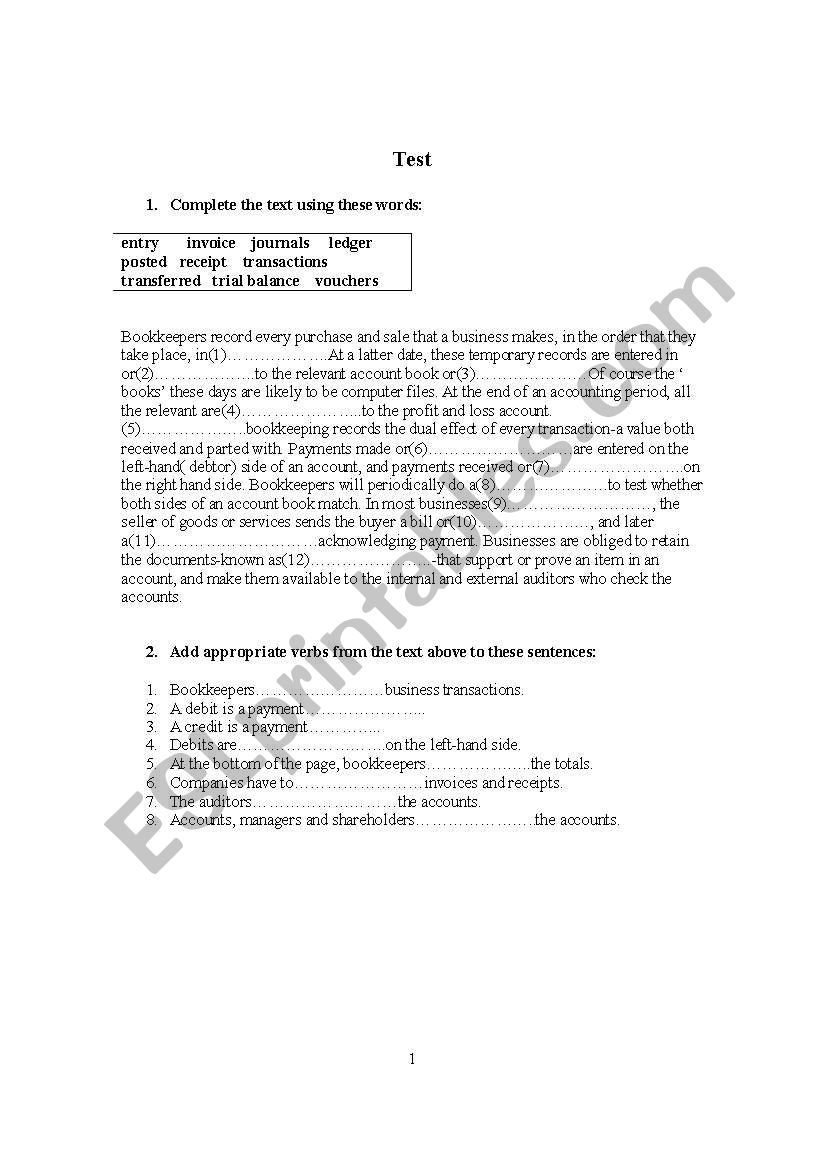 Test worksheet