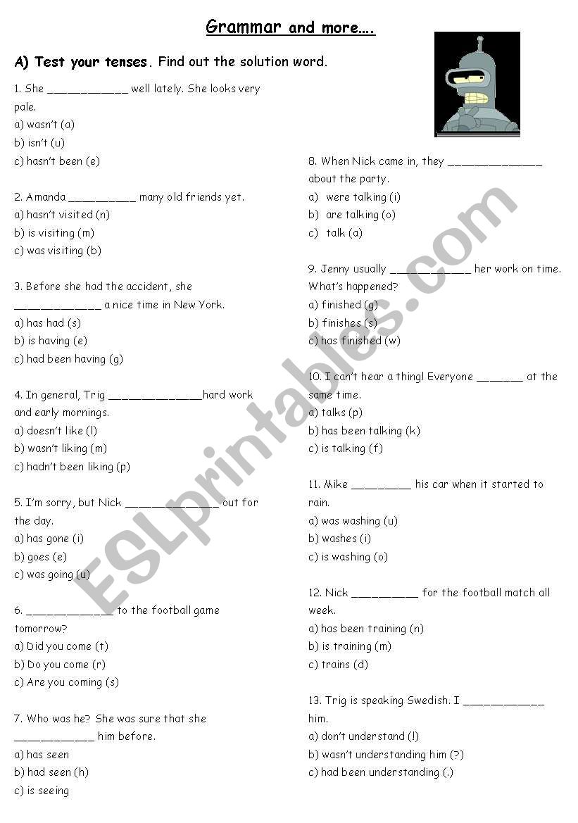 Tenses worksheet