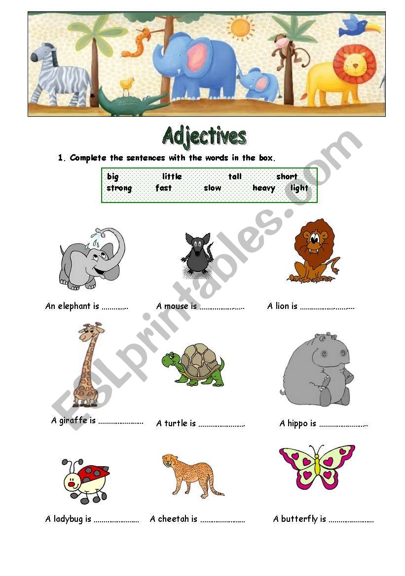 Adjetives worksheet