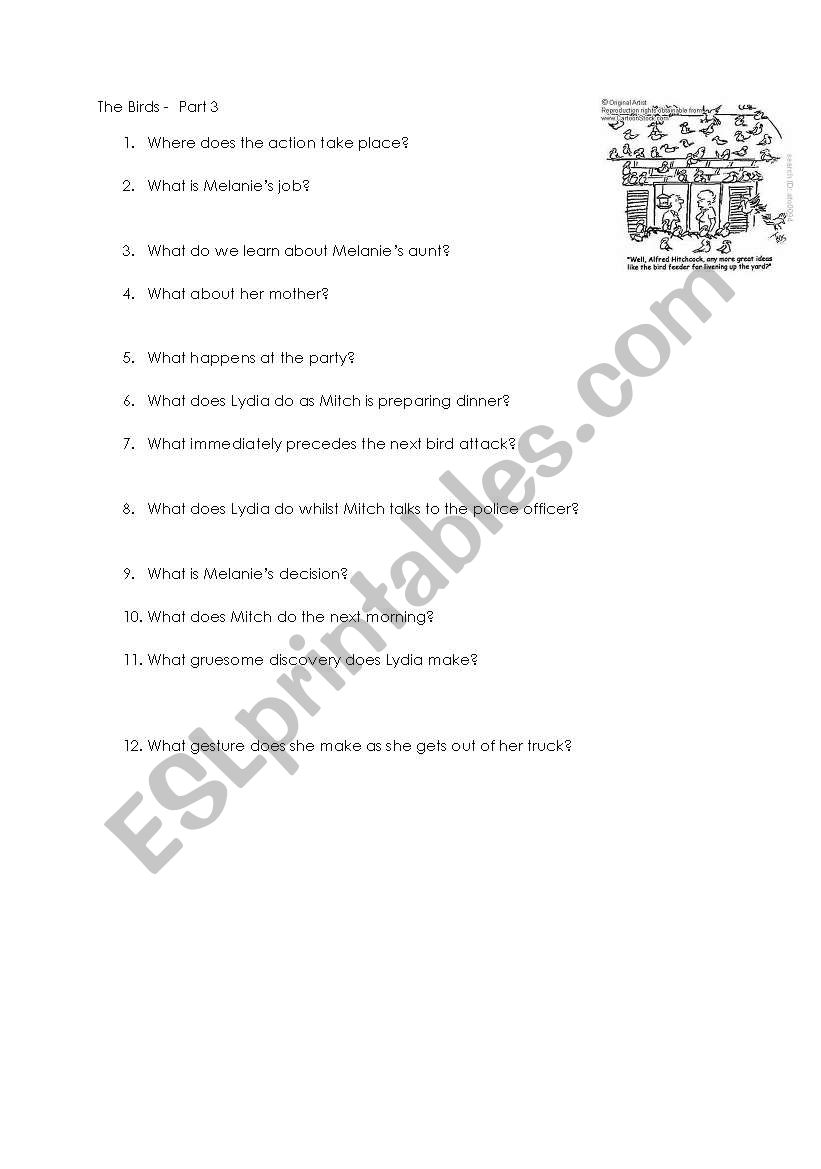 The Birds Part 3/5 worksheet