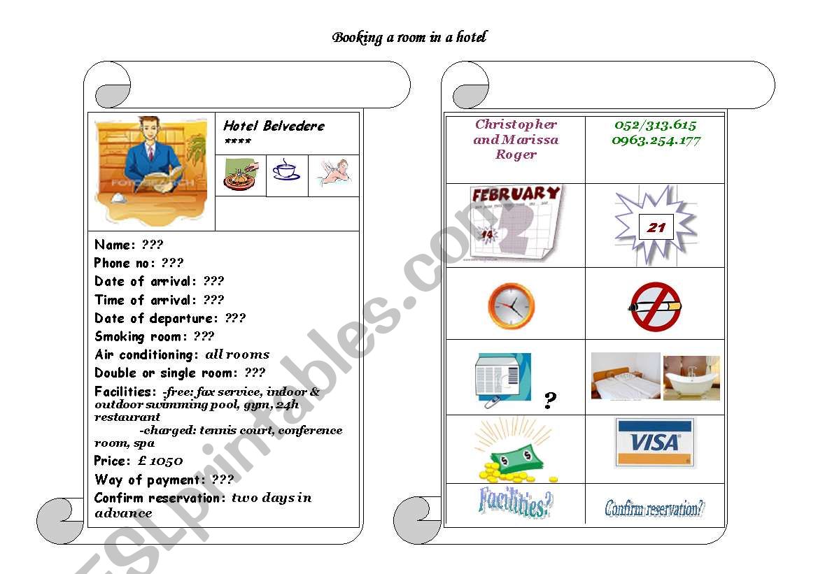 role-play Booking a room in a hotel