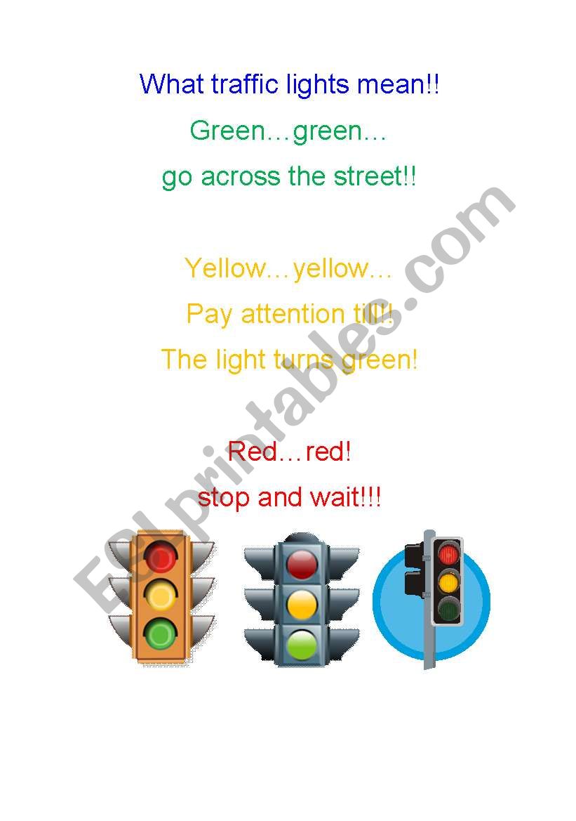 what traffic lights mean worksheet