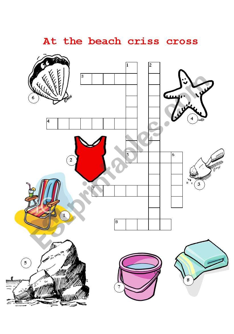 at the beach criss cross worksheet