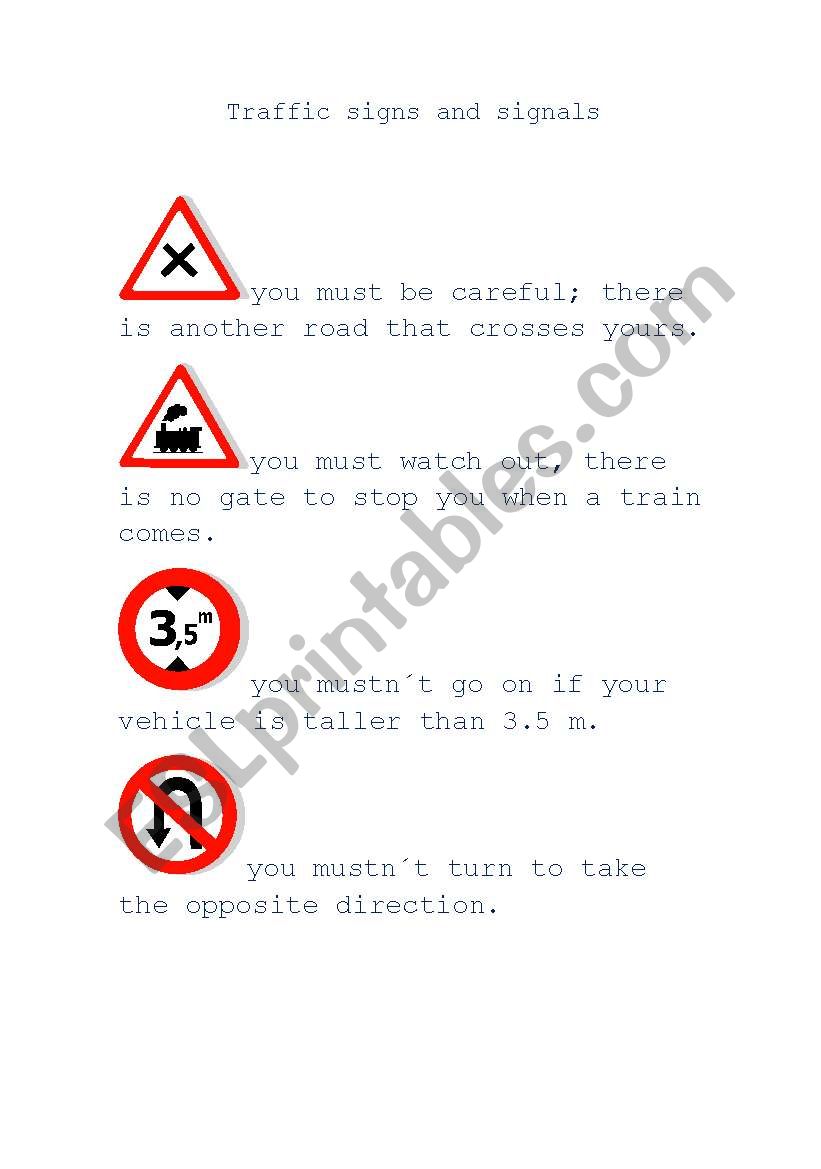 traffic signs and signals worksheet