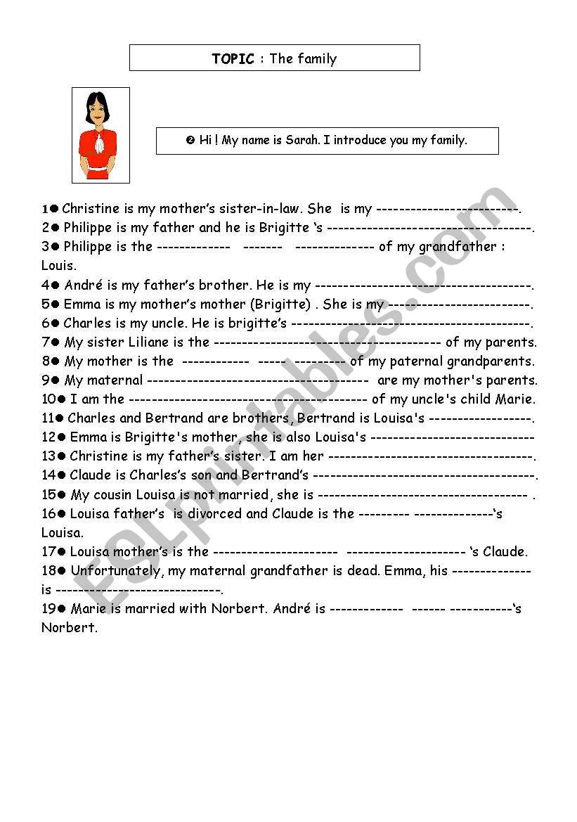 the family tree worksheet