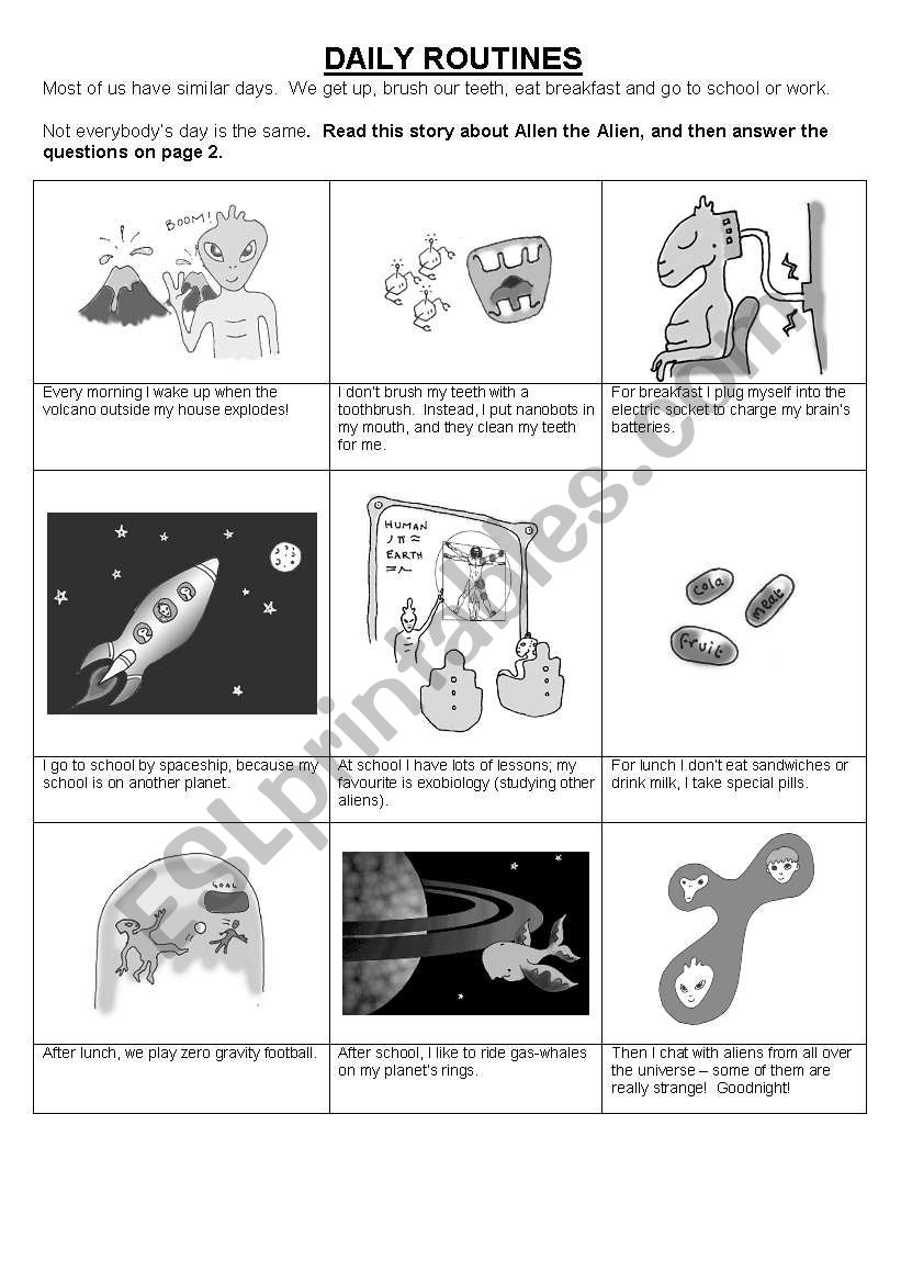 daily routines worksheet