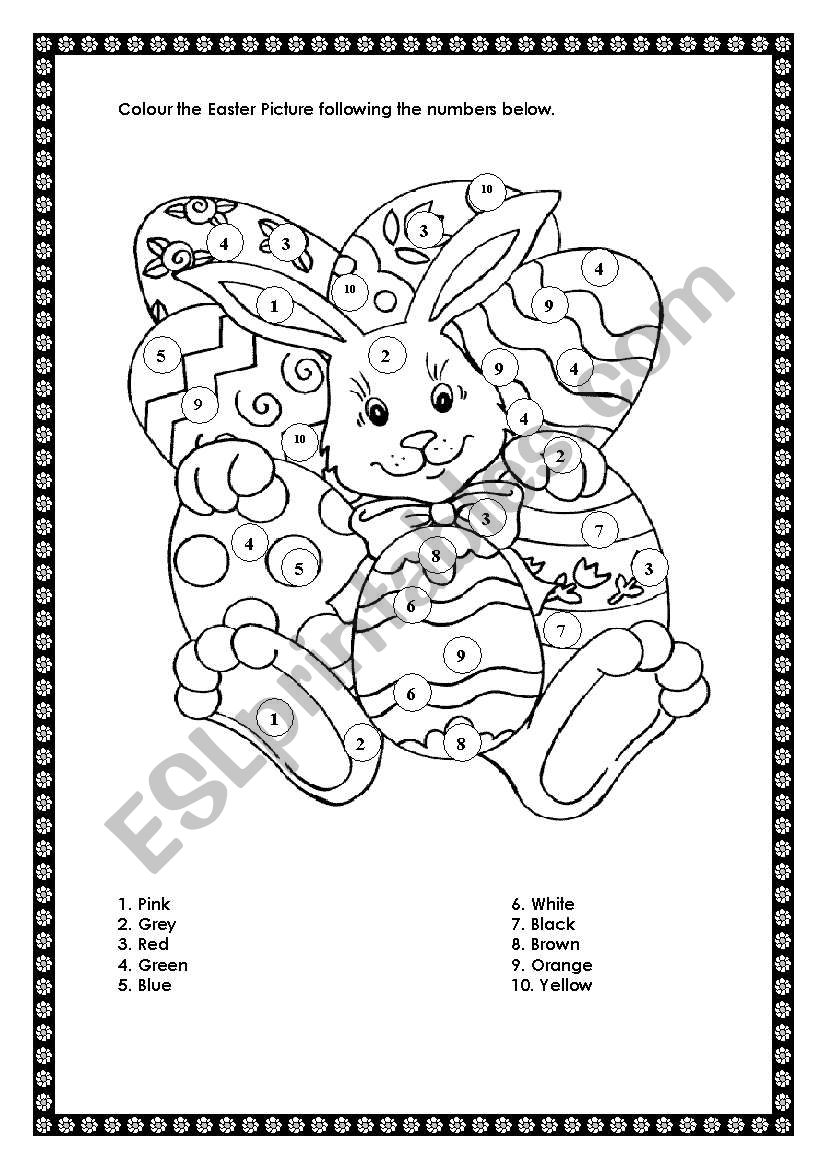Colour the Easter picture following the numbers