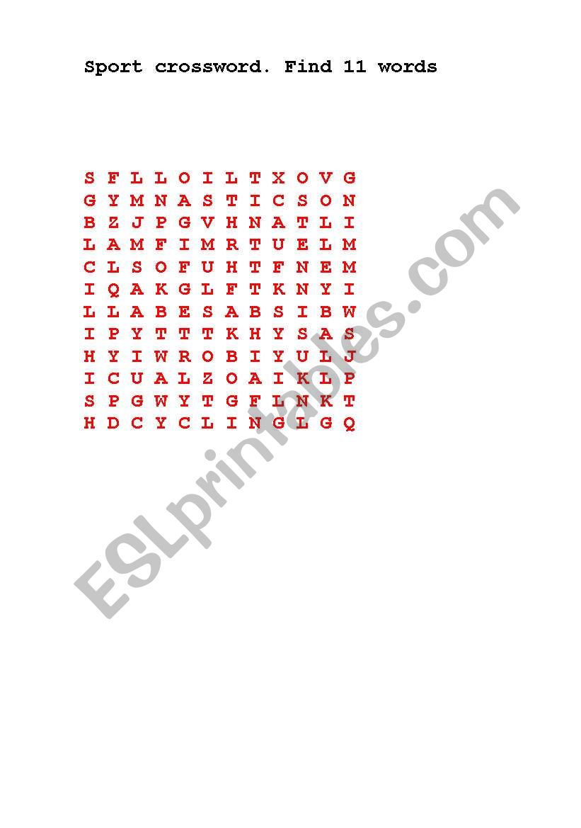 Sport puzzle. worksheet