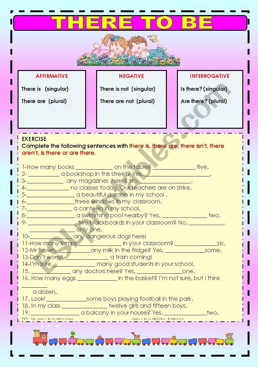 THERE TO BE - WORKSHEET worksheet