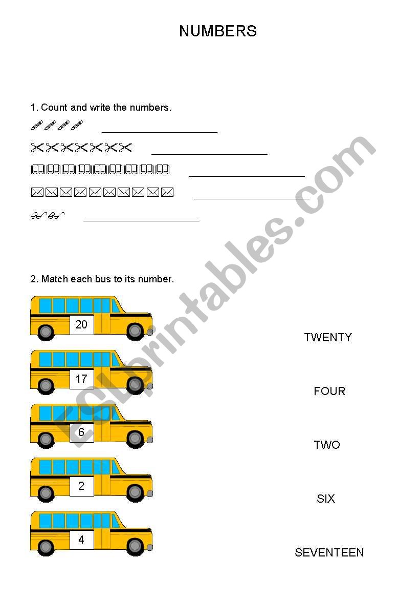 numbers worksheet