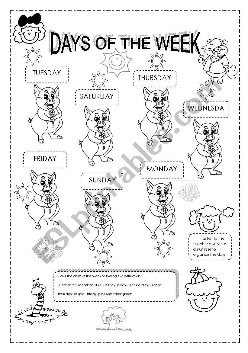 Days of the week worksheet