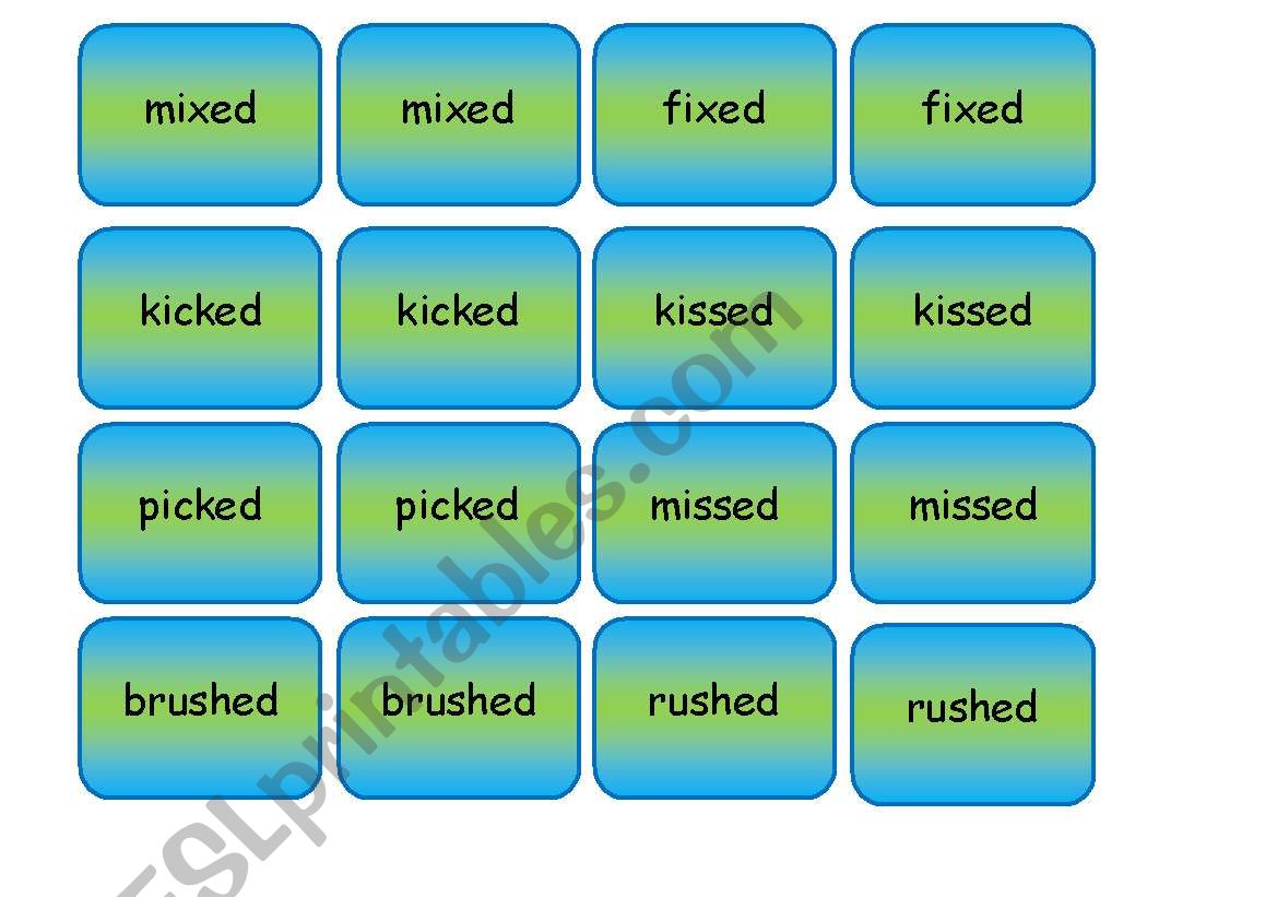 Past Tense Verb Memory Card Game - 6 Pages