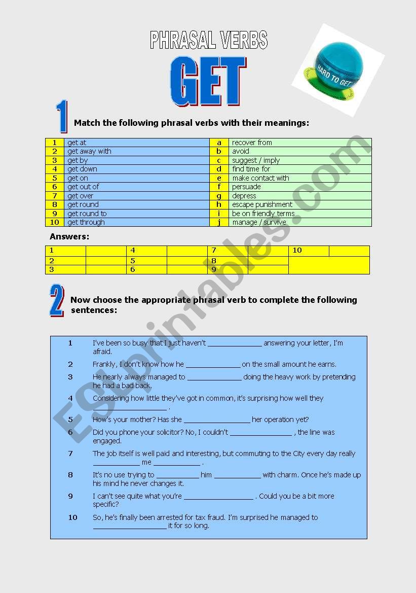 Phrasal Verb GET worksheet