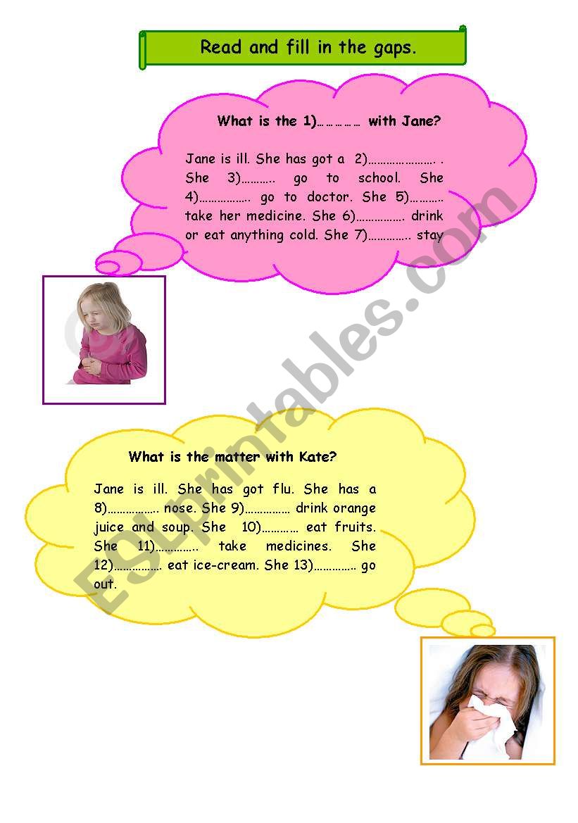 what is the matter with Jane? worksheet