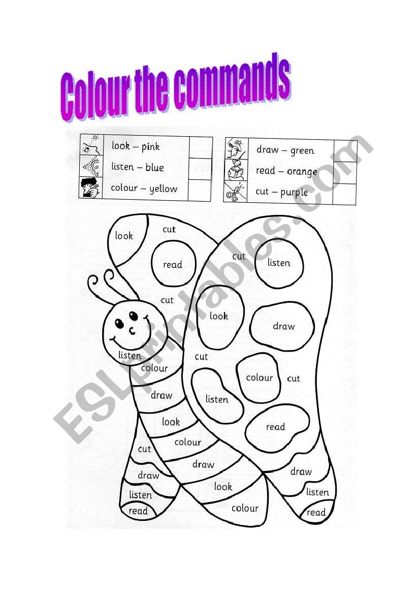 Colour the commands worksheet