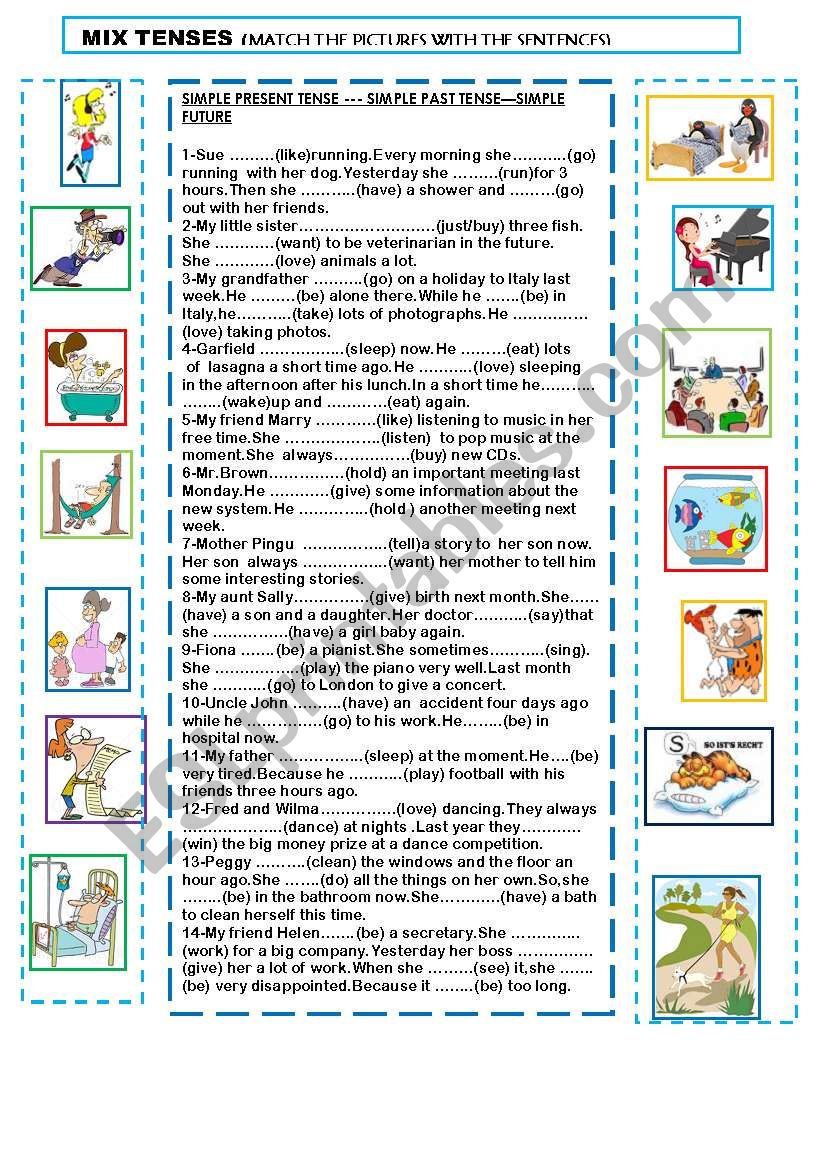 TENSES WITH PICTURES worksheet
