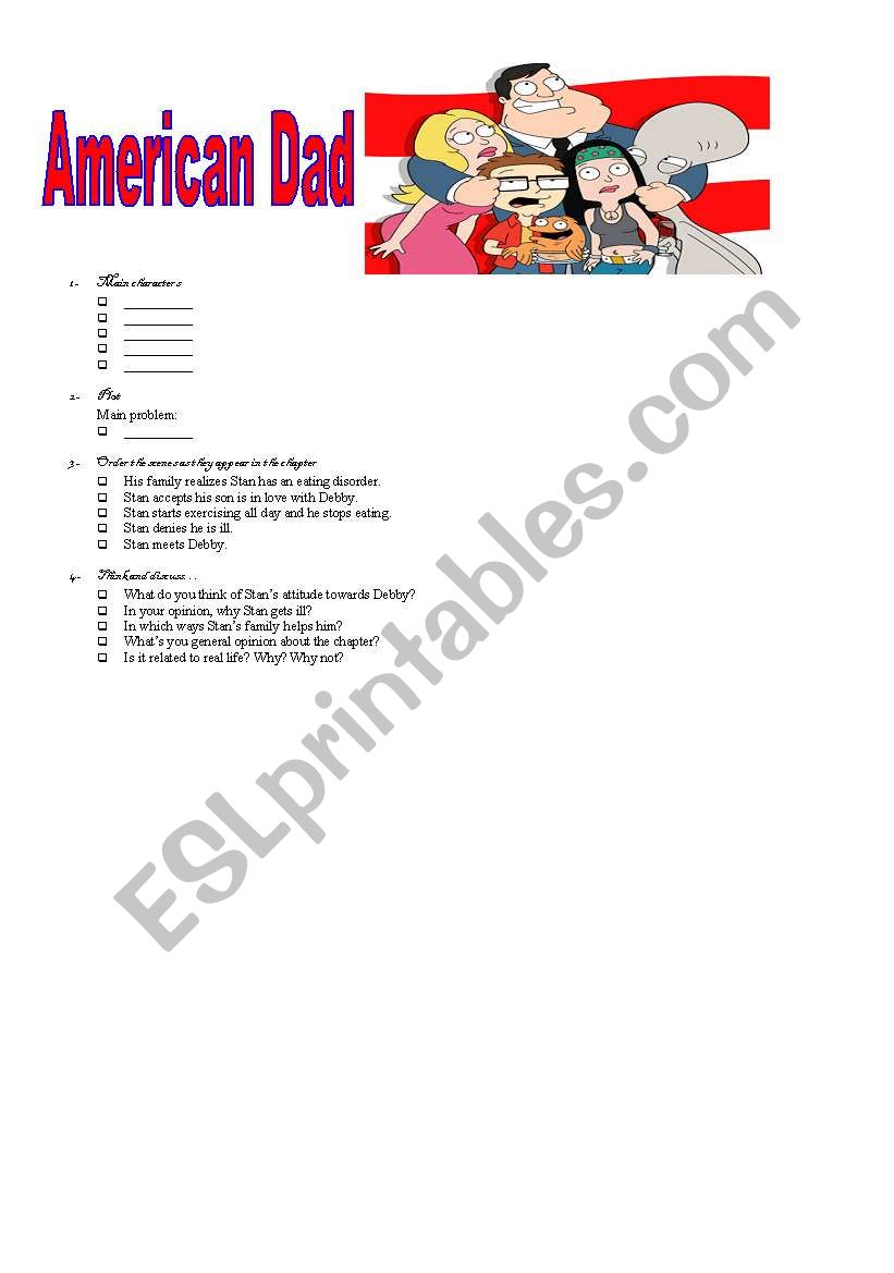 American Dad worksheet