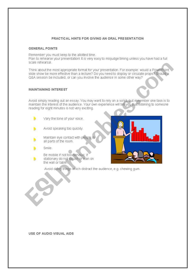 practical hits for oral presentations