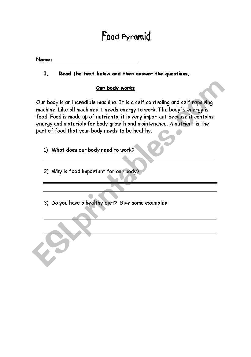 Food worksheet