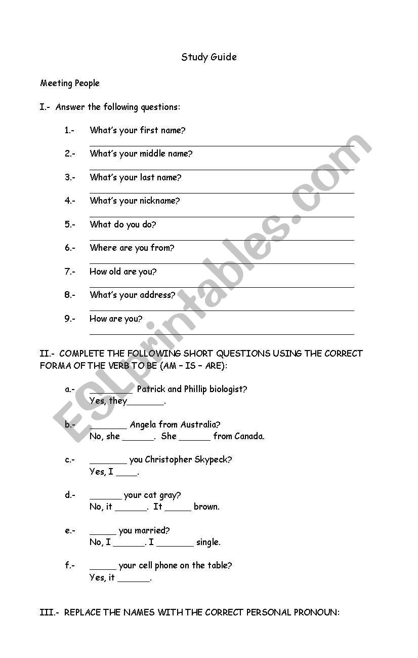 Study guide worksheet