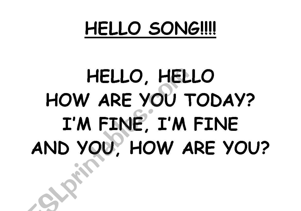 hello song worksheet