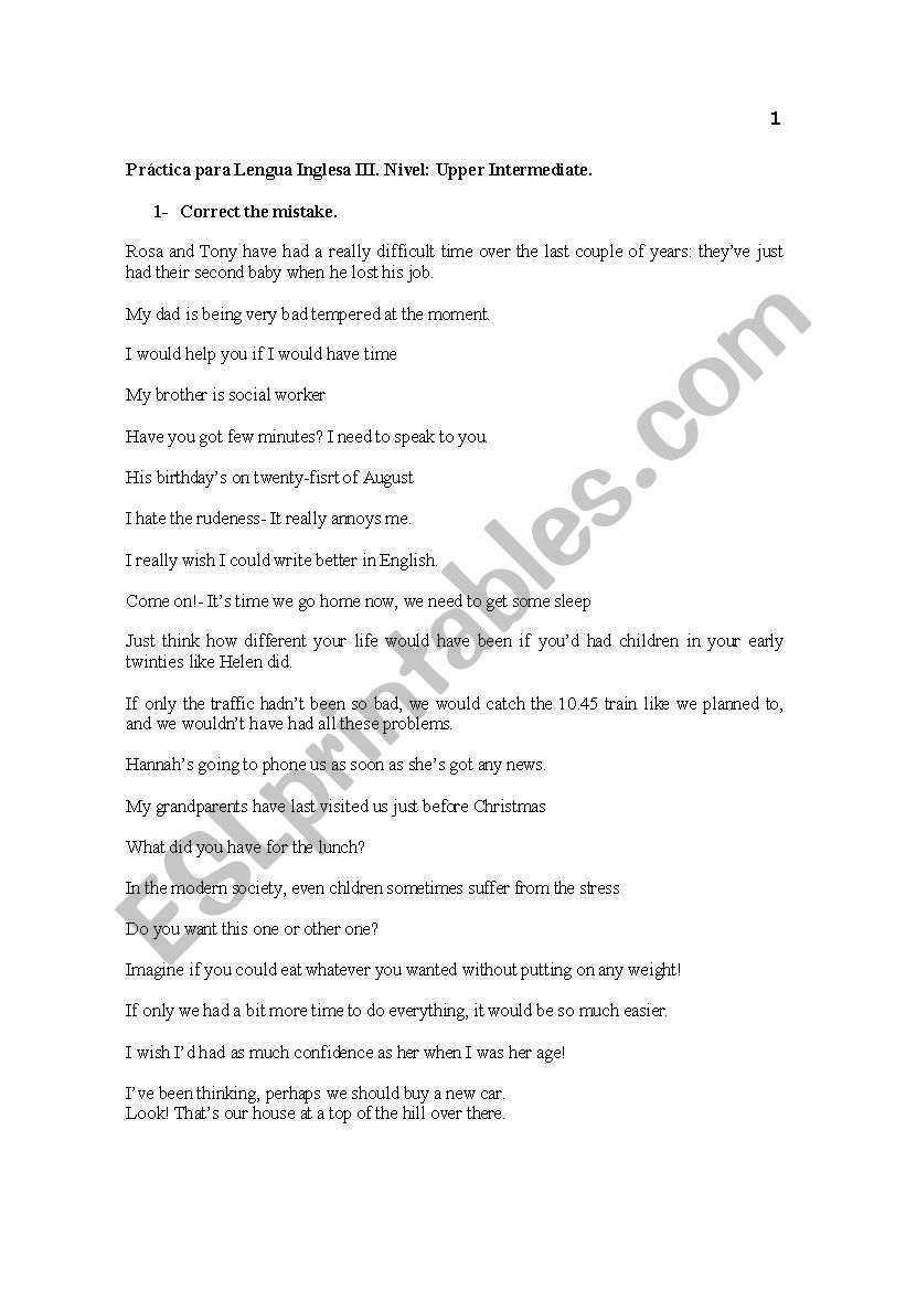 Grammar worksheet