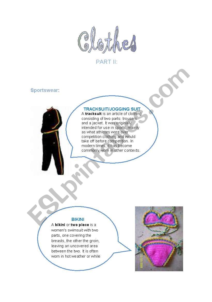 Clothes - Others part 1 of 2 worksheet
