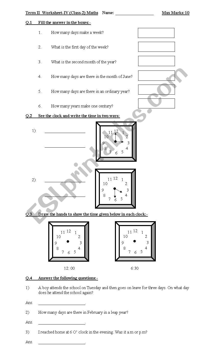 Time worksheet