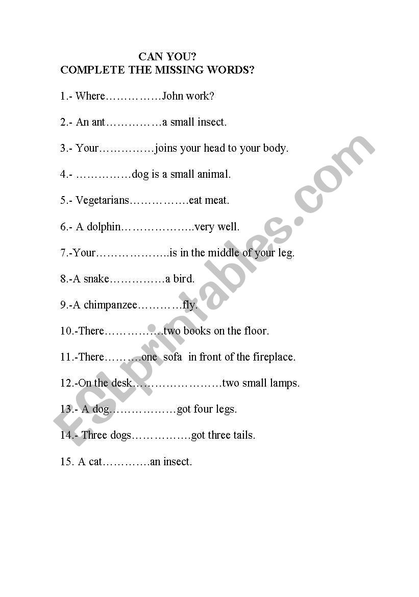  the missing word worksheet