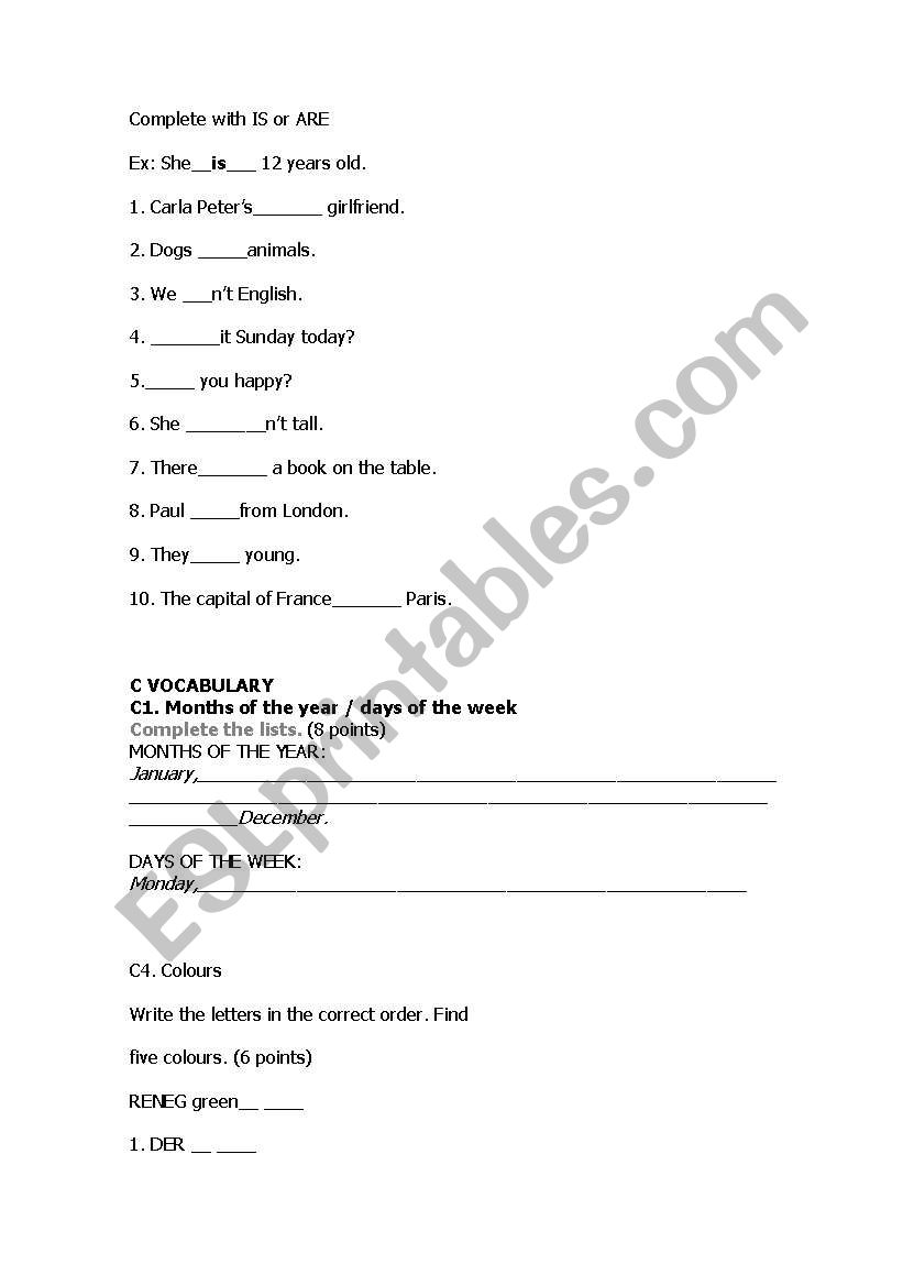 Presente simple-verbo to be worksheet