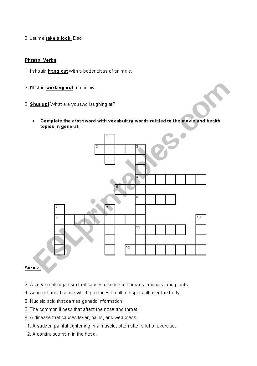 English Worksheets Health Vocabulary Related To Health In General Based On The Movie Osmosis Jones