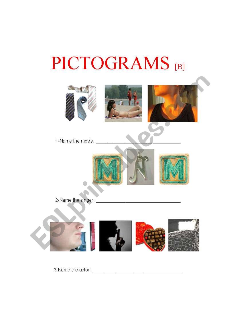 Pictograms B (2 of 4) worksheet