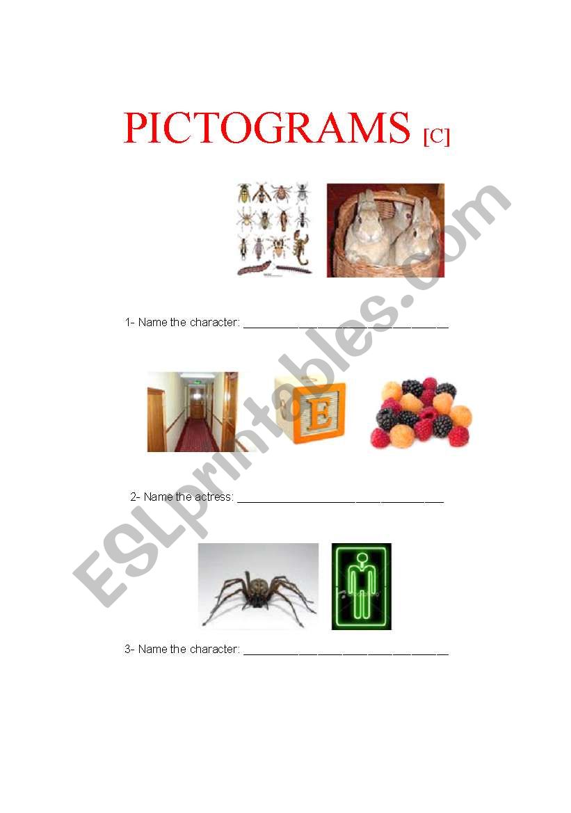 Pictograms C (3 of 4) worksheet