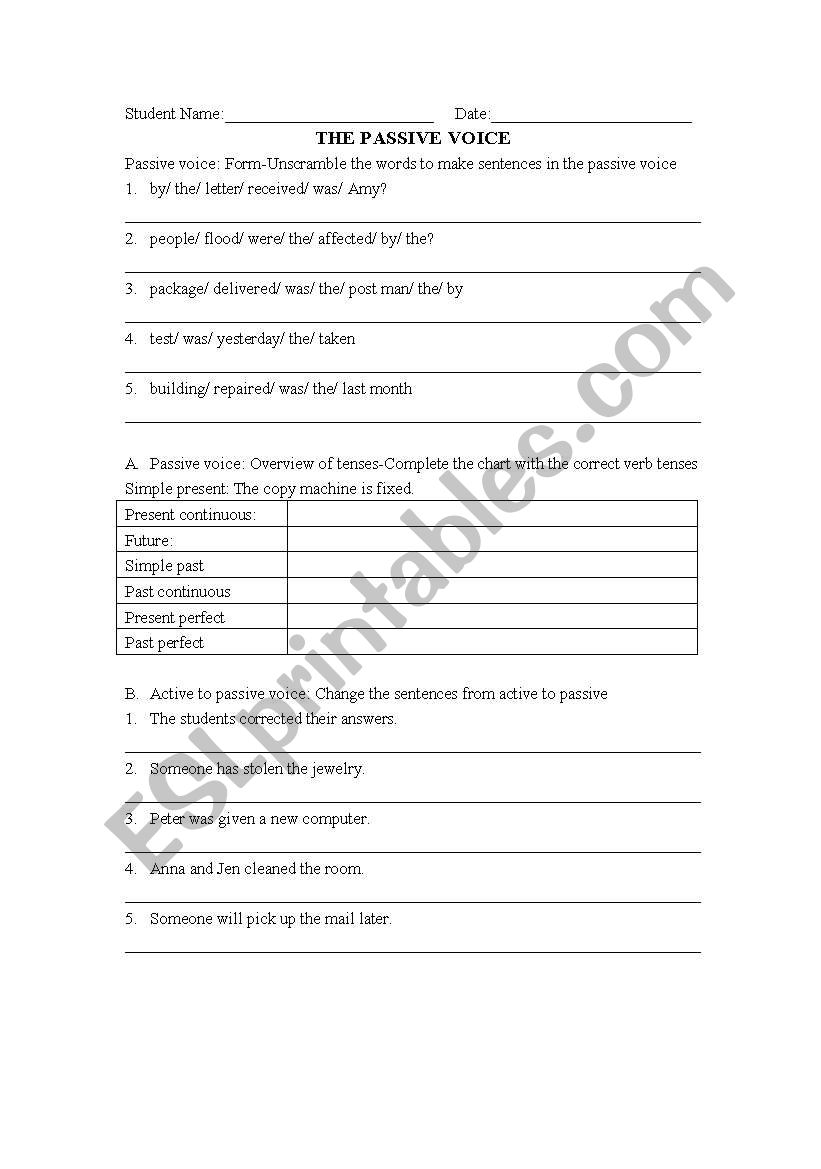 Passive voice worksheet