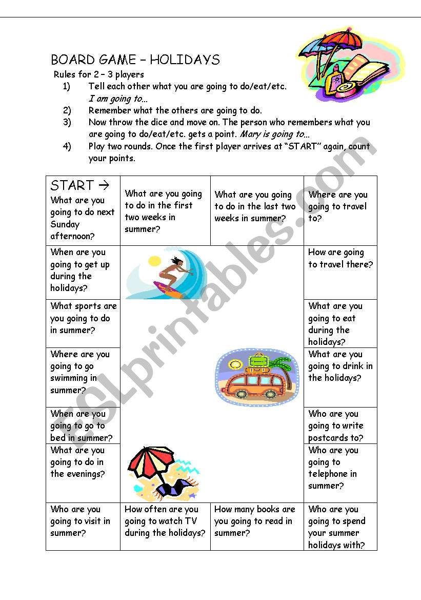 Going to - Board Game worksheet