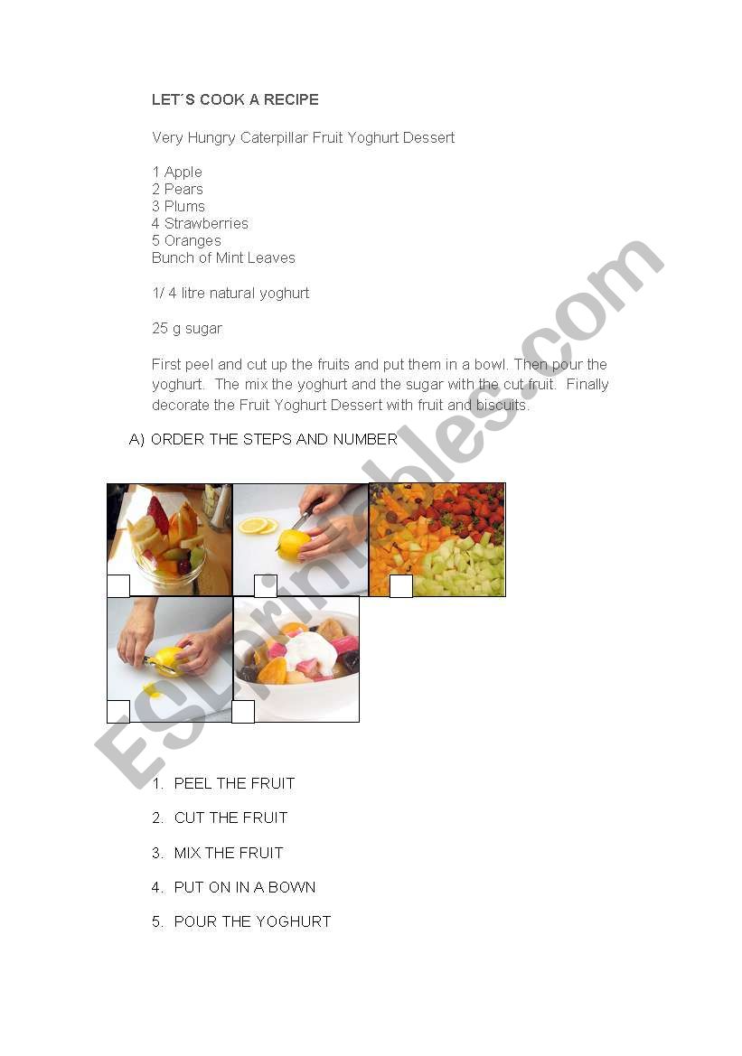 fruit yoghurt dessert worksheet