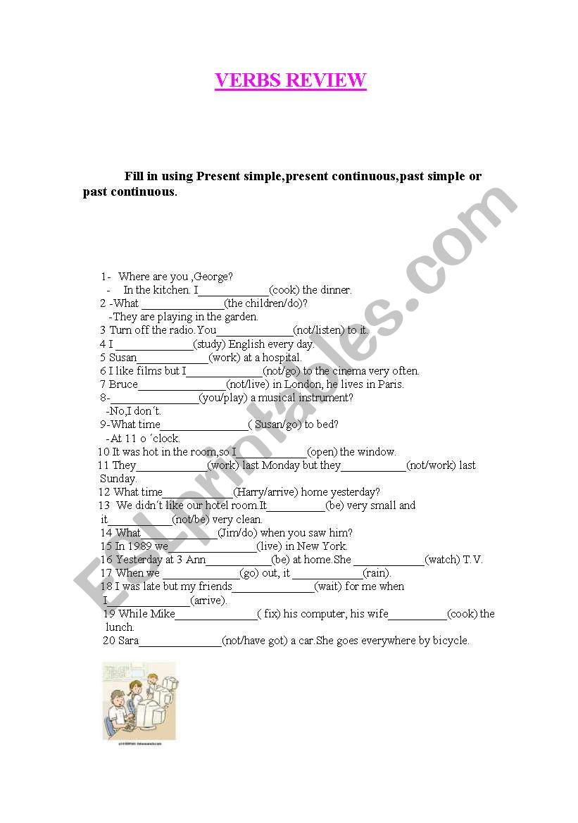 verbs review worksheet