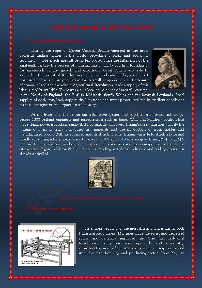 THe Industrial Revolution worksheet