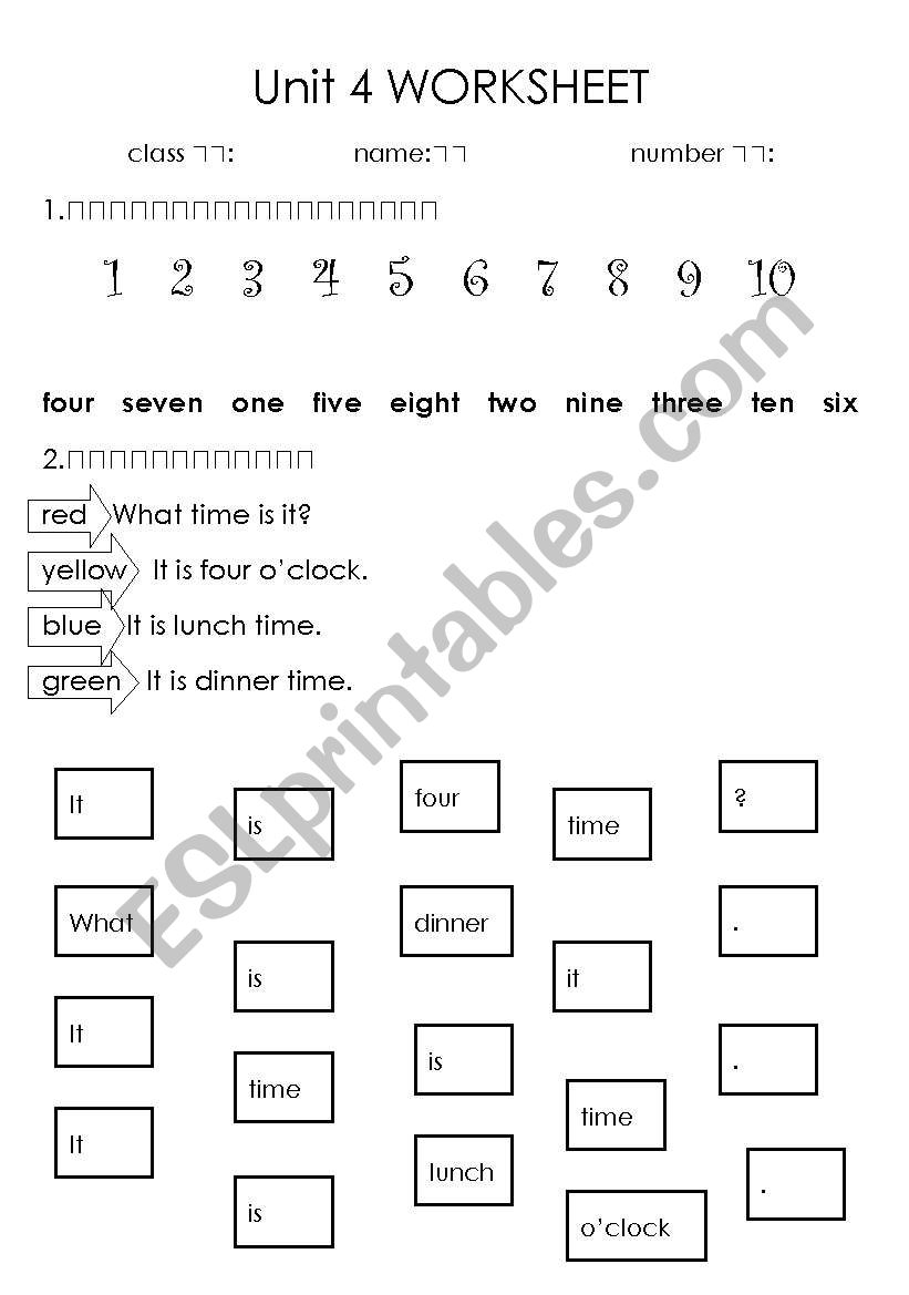 number and time worksheet