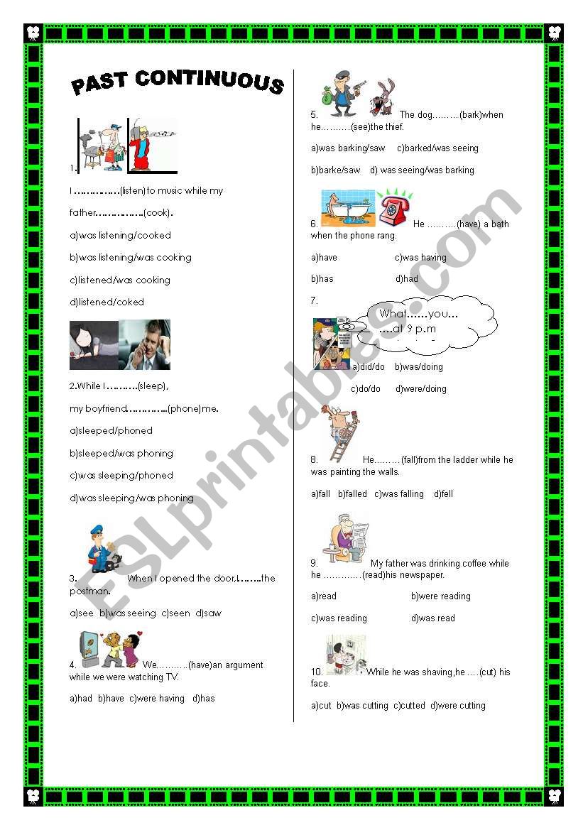 past cont. worksheet