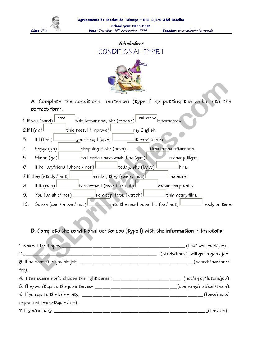 Conditional type 1 worksheet