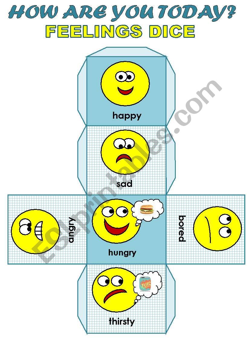 HOW ARE YOU TODAY? - FEELINGS DICE FOR YOUNG LEARNERS (EDITABLE!!!)