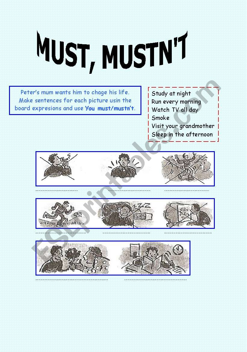 MUST/MUSTNT worksheet