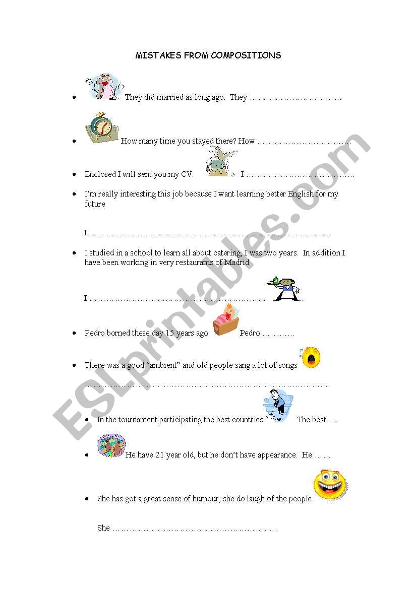 MISTAKES FROM COMPOSITION worksheet
