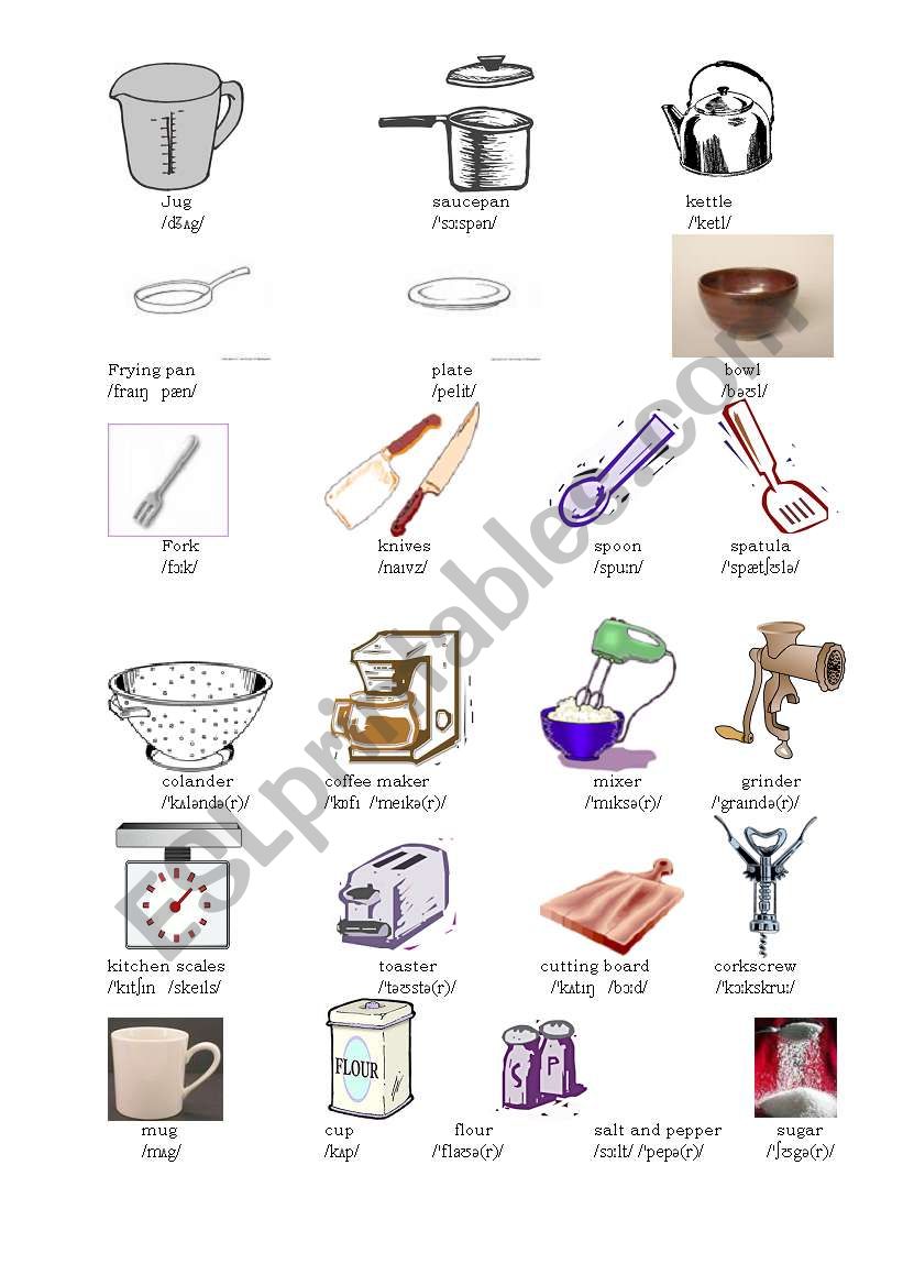 Kitchens appliances worksheet