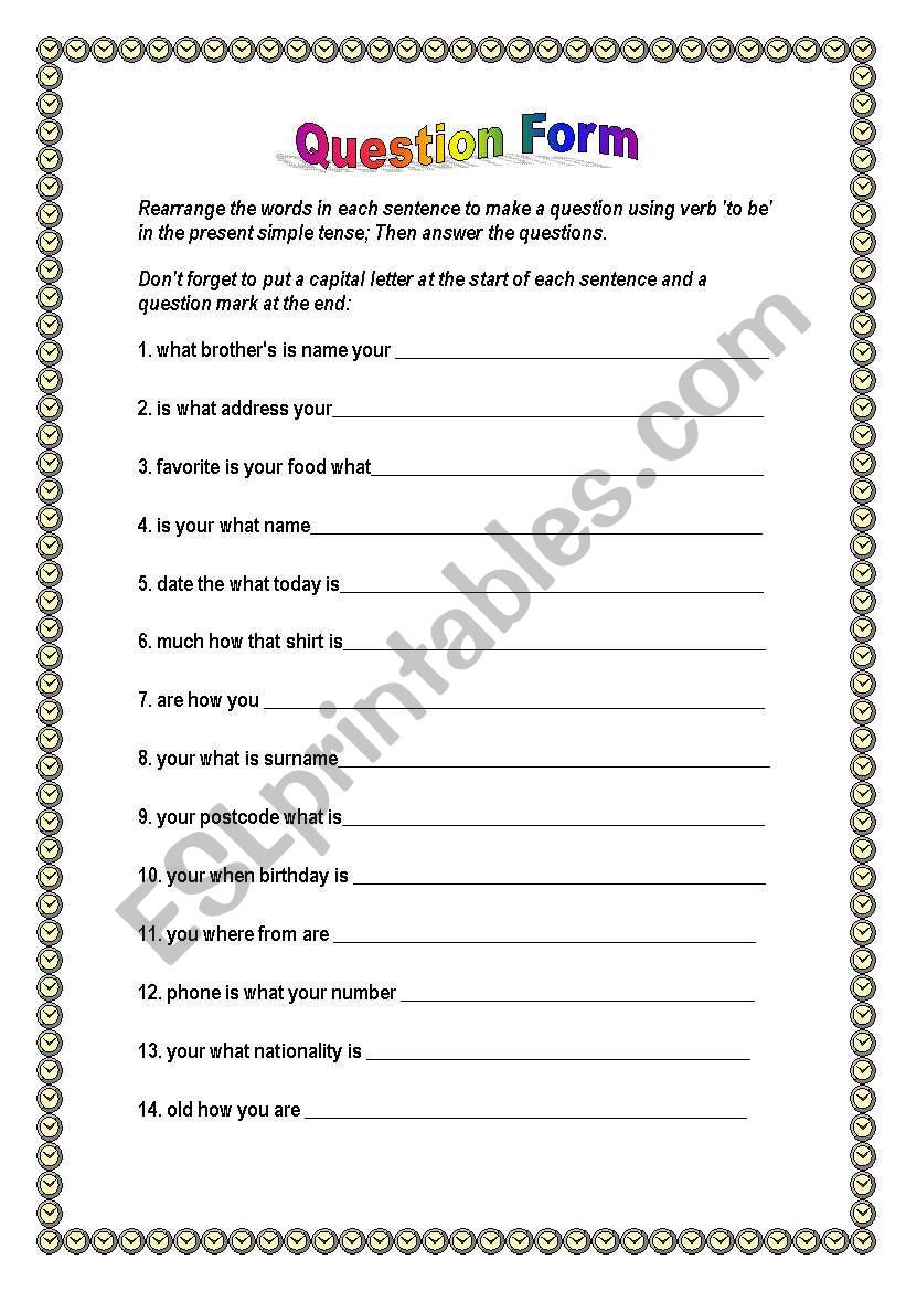 forming questions- using the present simple