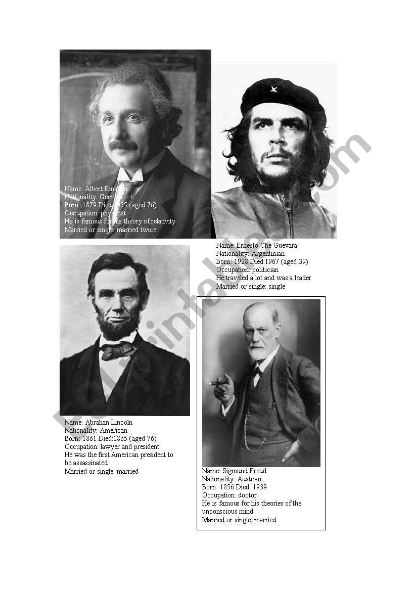 Famous people from the past 2 worksheet